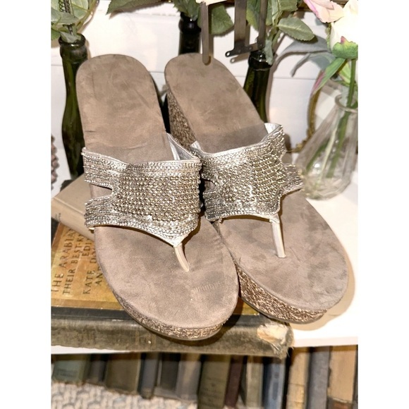 Maurice’s silver beaded wedges - Picture 2 of 5